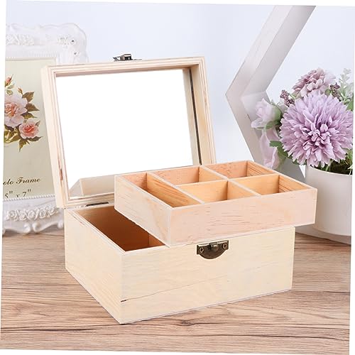 NOLITOY 1pc Box Unfinished Wooden Chest Unfinished Wood Treasure Chest Unfinished Wooden Jewelry Storage Unfinished Drawer Case Wood Crafts Wooden NOLITOY