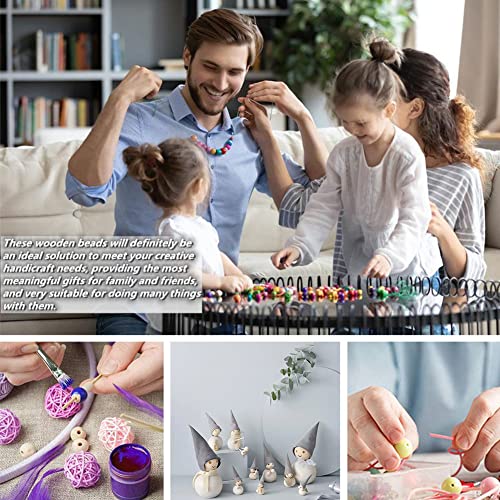 WLIANG 800 Pcs 10mm Natural Wood Beads, Unfinished Round Bulk Spacer Wooden Beads for DIY Crafts, Garlands Farmhouse Holiday Decor, Jewelry Bracelet WLIANG