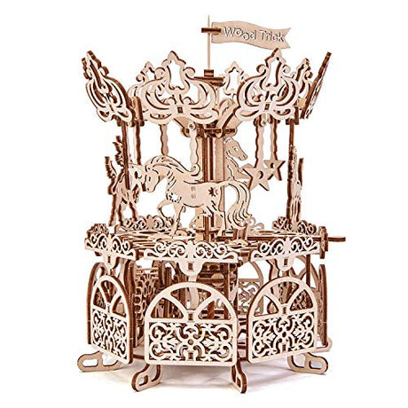 Wood Trick Wooden Carousel Horse Toy, Merry-Go-Round Model - 3D Wooden Puzzle for Adults and Kids Wood Trick