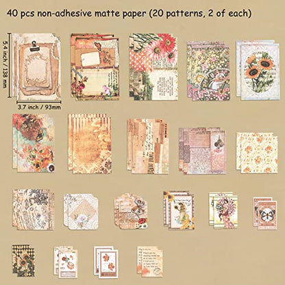100 Pcs Vintage Scrapbooking Supplies Junk Journal Kit Decoupage Paper Stickers Ephemera Pack for Art Aesthetic Journaling Bullet Journals Planners