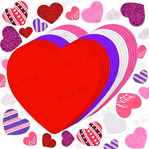 386 Pcs Valentine's Foam Heart Stickers Kit Includes 370 Pcs Glitter  Self-Adhesive Heart Foam Stickers and 16 Pcs Colorful Large Foam Hearts for