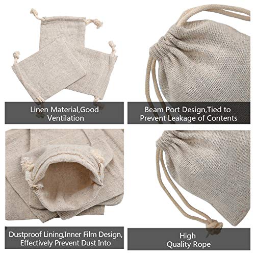 calary 5x6.9 Inch Double Canvas Drawstring Bag Cotton Pouch Gift Sachet Bags Muslin Bag Reusable Tea Bag (25pcs) - WoodArtSupply