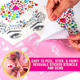 GirlZone Unicorn and Jewels Face Painting Kit, Amazing Face Paint Set with Face Gems, Brushes, Face Paint Stencils and a Kids Face Paint Lookbook to GirlZone