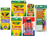 Crayola Bundle K-5 School Supplies: Crayola Markers, Pencils, Dixon Eraser Caps, Elmer's Glue Stick Crayola