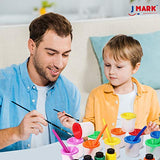 J MARK 32 Piece Toddler Painting Set – Spill Proof Paint Cups for Kids, Washable Kids Paint, Kids and Toddler Paint Set with Art Smock and More J MARK