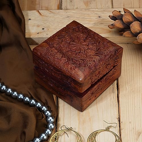 Ajuny Wooden Hand Carved Keepsake Box Jewellery Armoire Chest Organiser Perfect Unique Gifts Ideas For Women