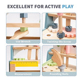 ROBOTIME Tool Bench Set for Toddlers - Mini Wooden Work Bench for Kids, Construction Toys w/Wooden Tools, Educational Pretend Play Gift Building Toy ROBOTIME