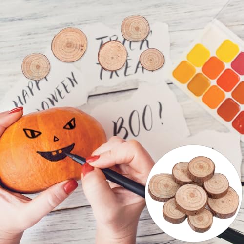 VOSAREA Unfinished Wood Slices 120pcs Round Wooden Discs Circle Wood Pieces Predrilled Wood Circles Wooden Cutouts Embellishments Ornaments for DIY VOSAREA