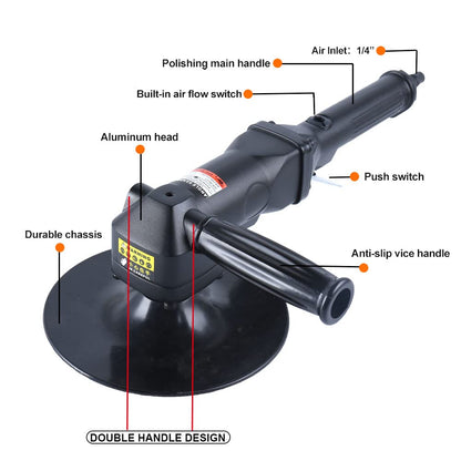 7-Inch Pneumatic Sander Heavy Duty Wet Air Sander/Polisher,Lightweight at 5.47 lbs,Adjustable Speed Up to 4500rpm Pneumatic Polisher Hand Sanding - WoodArtSupply