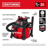 CRAFTSMAN CMXEVBE17594 12 Gallon 6.0 Peak HP Wet/Dry Vac, Portable Shop Vacuum with Attachments Craftsman
