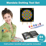 Mandala Dotting Tools Kit with Acrylic Paints and Reusable Stencils - Dot Art Set for Rock Painting, DIY Craft Project, Home Decor Drawing Activity CEREM
