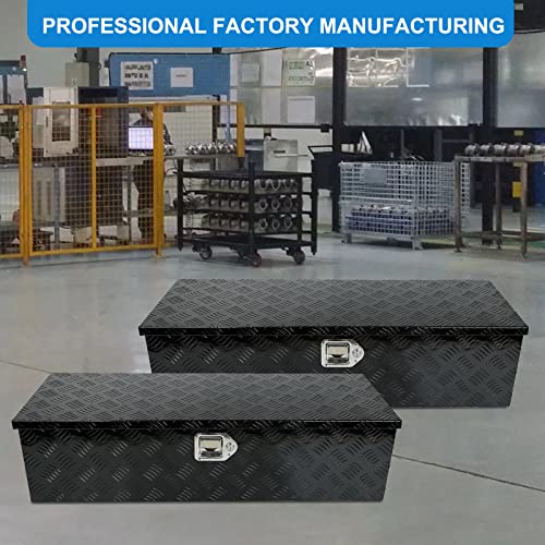 Eivojor 39" Heavy Duty Aluminum Stripes Plated Tool Box Pick Up Truck Bed RV Trailer Toolbox Storage Organizer with Side Handle, Lock and Keys - Eivojor