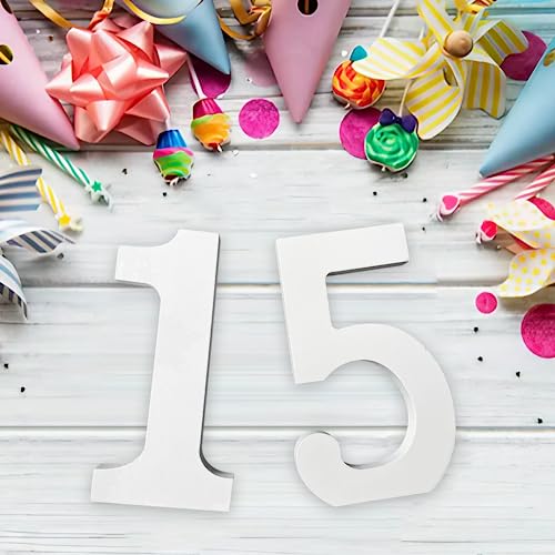 8 Inch White Wood Numbers, Unfinished Wood Numbers for Wall Decor Decorative Standing Numbers Slices Sign Board Decoration for Craft Home Party AOCEAN