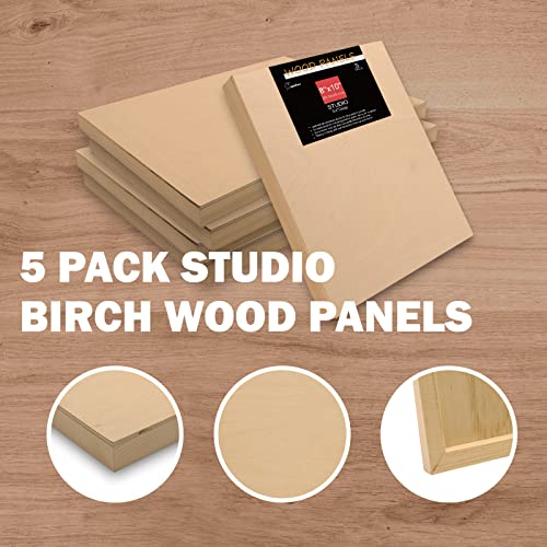 Unfinished Wood Boards Canvas for Painting, 5 Packs 3/4’’ Deep Cupohus 8’’ x 10’’ Wooden Cradled Panels for Pouring Art, Crfats, Paints and More