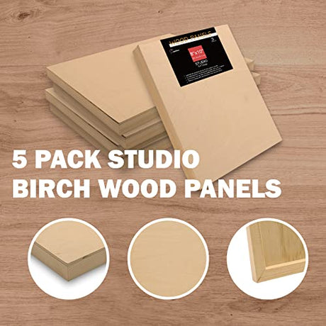 Unfinished Wood Boards Canvas for Painting, 5 Packs 3/4’’ Deep Cupohus 8’’ x 10’’ Wooden Cradled Panels for Pouring Art, Crfats, Paints and More Cupohus