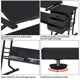 Yaheetech Drafting Table for Adults/Artists, Drawing Desk, Tabletop Adjustable Art/Craft Desk with Stool and 3 Slide Drawers, Sketching Painting Yaheetech