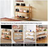 SINWANT Bamboo Console Table, 3 Tier Entryway Table with Storage, Narrow Sofa Table with Shelves,Entrance Table for Entryway,Living Room, Foyer, SINWANT