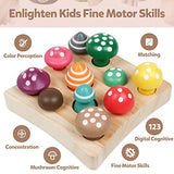 NAODONGLI Wooden Montessori Toys for Toddler,Educational Toys for 3 Year Old,STEM Toys Mushroom Harvest Game,Learing Shape Sorting & Number NAODONGLI