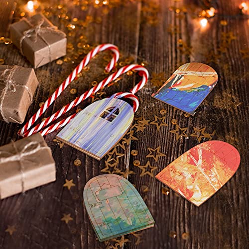 NBEADS 24 Pcs Unpainted Fairy Theme Mini Door Shape Wooden Pieces, 4 Patterns Wood Fairy Garden Door Miniature DIY Craft Embellishments for Christmas - WoodArtSupply