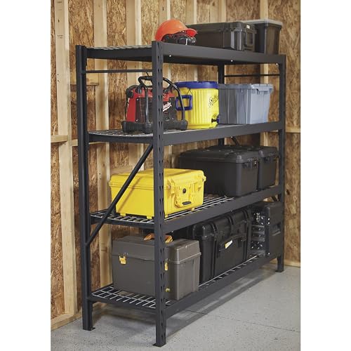Ironton 4-Tier Industrial Shelving Rack - 77in.W x 24in.D x 72in.H, Model# 2611T002 - WoodArtSupply