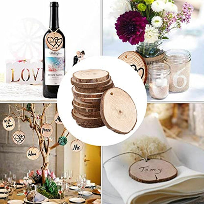 10 Pcs Natural Wood Slices Unfinished Wood Slices 2.8-3.12 Inches Wood Circles for Crafts Wooden Circle Christmas Ornaments Blanks Table Signage
