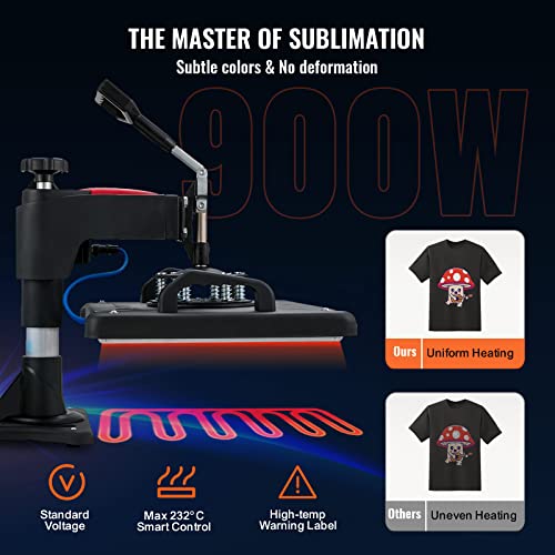 VEVOR Heat Press Machine, 12 x 15 Inch, 5 in 1 Combo Swing Away T-Shirt Sublimation Transfer Printer with Teflon Coated, Mug/Hat/Plate Accessories VEVOR