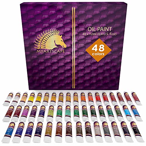 MyArtscape Artist Paint Oil Paint Set - 12ml x 48 Tubes Art Paints - Lightfast - Heavy Body Oil Painting Supplies for Adult Paint Set and oil - WoodArtSupply