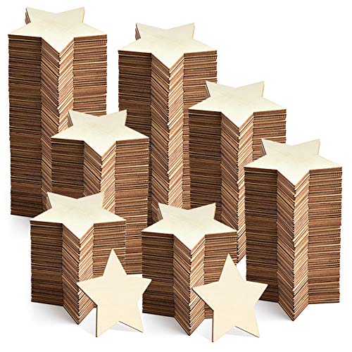 120 Pieces 2 Inch Unfinished Wooden Star Blank Natural Wood Slices Wooden Cutout Tiles for DIY Crafts Home Decoration Painting Staining Coopay