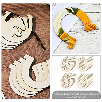 Sewroro Childrens Toys Horseshoe Shape Wood Cutouts: 24pcs Unfinished Wooden Horseshoes Cowboy Wood Cutouts Blank Horseshoes Wood Slices Paint Crafts - WoodArtSupply