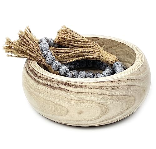 EWEIGEER Wooden Hand-Carved Root Dough Decorative Centerpiece Bowl Paulownia Real Wood Fruit Candy Snack Serving Bowls Holiday Wedding Farmhouse