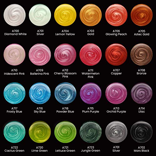 Arteza Metallic Watercolor Paints, Set of 24 Half Pans, Pearl Paint, Vibrant and Pearlescent Hues, Includes Storage Tin & Water Brush, Art Supplies ARTEZA