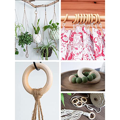 20PCS Natural Wood Rings for Crafts, Macrame Rings for DIY, Wooden Rings  Without Paint, Pendant Connectors 55mm/2.2inch