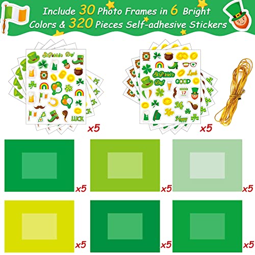 chiazllta 30 Packs St. Patrick Day Picture Frame Craft Kits for Kids St. Patrick DIY Craft Heart Art St. Patrick Day Party Decoration Favor Home