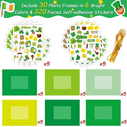 chiazllta 30 Packs St. Patrick Day Picture Frame Craft Kits for Kids St. Patrick DIY Craft Heart Art St. Patrick Day Party Decoration Favor Home