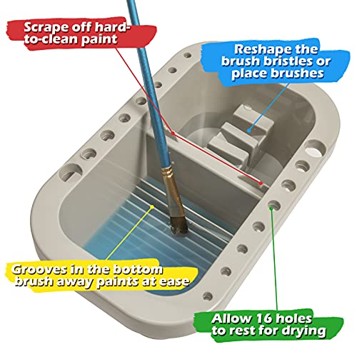 MyLifeUNIT Paint Brush Cleaner, Paint Brush Holder and Organizers with Palette for Acrylic, Watercolor, and Water-Based Paints (Grey) MyLifeUNIT