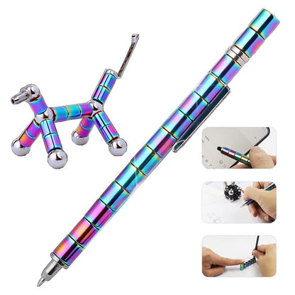 Fidget Pen Decompression Magnetic Metal Pen, Toy Pen Relieving Stress Build Various of Shapes, Strato Pen Multifunctional Deformable Magnet Writing - WoodArtSupply