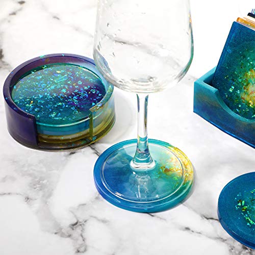 12 Pcs Resin Molds Set Epoxy Coaster Storage Box in Rectangle Round Silicone Casting Mold for Halloween DIY Art Craft Cup Mat Patelai