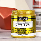 DecoArt Americana Metallics 24K Gold Paint, 3 Pack 8oz Metallic 24K Gold Acrylic Paint - Water Based Multi Surface Paint for Arts and Crafts, Home DecoArt