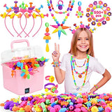 NIDOOT Pop Beads, Girls Jewelry Making Kit, Bracelet Making Kit for Girls, 550Pc+ Snap Beads for Kids, Girl Toys Age 4-5, 5 6 Year Old Girl Gift, NIDOOT
