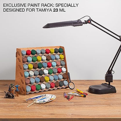 Plydolex Paint Rack Organizer with 54 Holes Suitable for Tamiya Paints - Wall-mounted Wooden Craft Paint Storage Rack - Craft Paint Holder Rack - WoodArtSupply