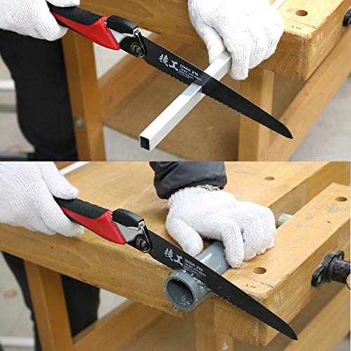 KAKURI Japanese Pull Saw Folding for Metal Cutting & PVC Cutting 8-1/4", Foldable Hand Saw for Aluminum, Brass, Soft Iron, Plastic, Pipe, Razor Sharp