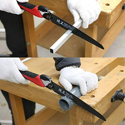 KAKURI Japanese Pull Saw Folding for Metal Cutting & PVC Cutting 8-1/4", Foldable Hand Saw for Aluminum, Brass, Soft Iron, Plastic, Pipe, Razor Sharp