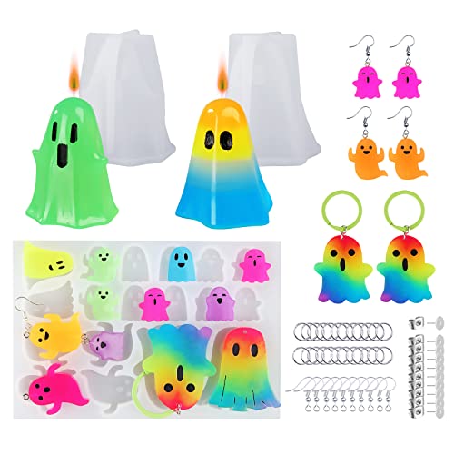 LET'S RESIN Ghost Shape Resin Earring Molds, Silicone Molds for Epoxy Resin with Earring Accessories, Jump Rings, Epoxy Resin Molds for DIY Keychain, - WoodArtSupply