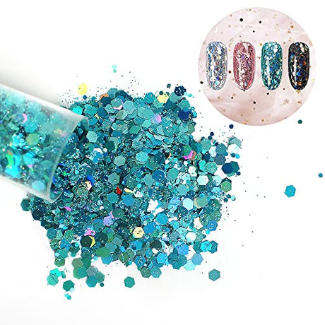 Holographic Chunky Glitter, Set of 36 Colors Craft Glitter Sparkle Sequins, Cosmetic Glitter Flake for Epoxy Resin, Body, Face, Eye, Nail Arts, Slime LICOOL GLITTER