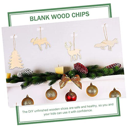 EXCEART 30pcs Animal Doodle Wood Chips Blank Wooden Cutouts DIY Blank Wood Chip Unfinished Wooden Crafts Chrismas Tree Hanging Decoration Wood Animal - WoodArtSupply