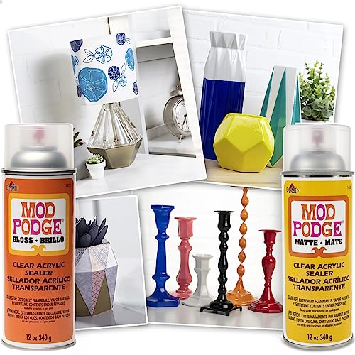  Mod Podge Spray Acrylic Sealer That is Specifically Formulated  to Seal Craft Projects, 12 Ounce, Gloss & 1469 Clear Acrylic Sealer, 12  Ounce, Matte