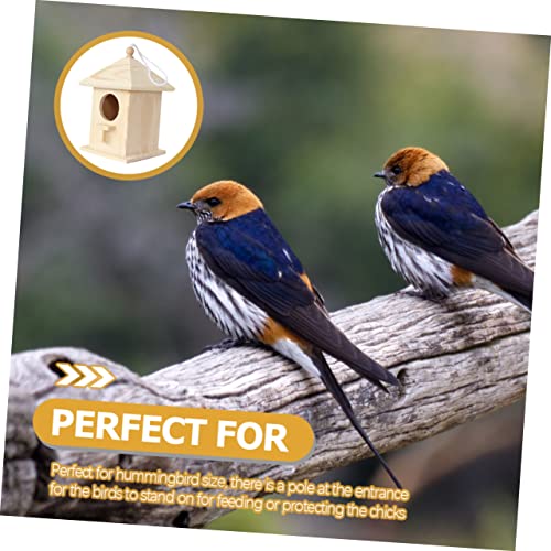 Kisangel Bird Nest Wooden Hummingbird House Birdhouses for Outdoors Bird Houses for Outside Wood Bird Feeder Unfinished Wood Birdhouse Balcony Bird Kisangel