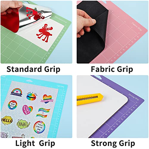 Cutting Mats for Cricut - Lya Vinyl 8 Pack Variety Cutting Mats 12x12 INCH, Cutting Mats for permanent Vinyl(StandardGrip, LightGrip, StrongGrip, - WoodArtSupply