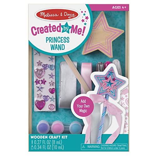 Melissa & Doug Created By Me! Paint & Decorate Your Own Wooden Princess Wand Craft Kit, Pink - Great For Rainy Days, Toys For Kids Ages 4+ Melissa & Doug