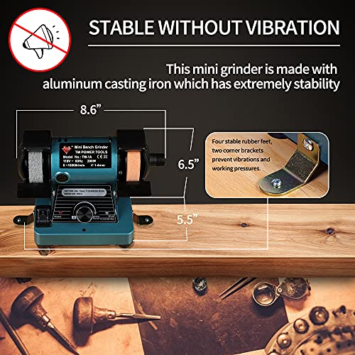 LIBAOTML Mini Bench Grinder with Variable Speed for Polishing, Buffing, and Jewelry Making, Small Bench Polisher and Professional Lapidary Equipment LIBAOTML